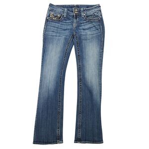 Vigoss Jeans Women 5/6 The New York Boot Cut Stretch Denim Flaps Embellished